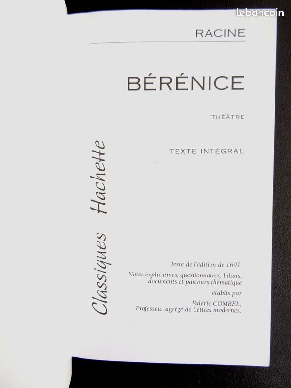 BÉRÉNICE de Jean RACINE Classiques Hachette 2006 Accompagnement pédagogique COMBEL Théâtre français XVIIe Tragédie classique Amour Pouvoir Rome Empire – Lycée Supérieur Prépa Fac (image 7)