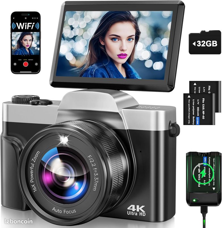 Appareil Photo Numérique Compact Wevoor 4K 64MP - Autofocus, Zoom 18x, écran 2,8" - Parfait Voyages Et Vlog