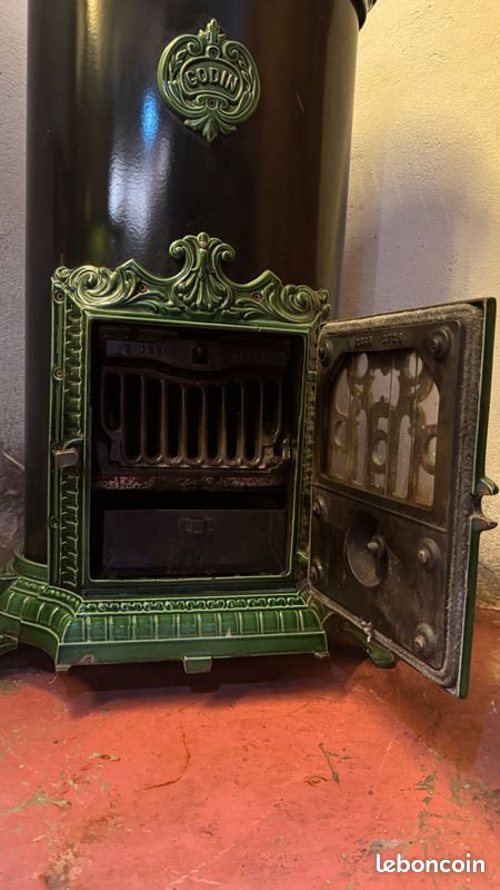 Poêle à Bois Godin Le Petit 3727A - Fonte Naturelle, Vintage Entièrement Restauré