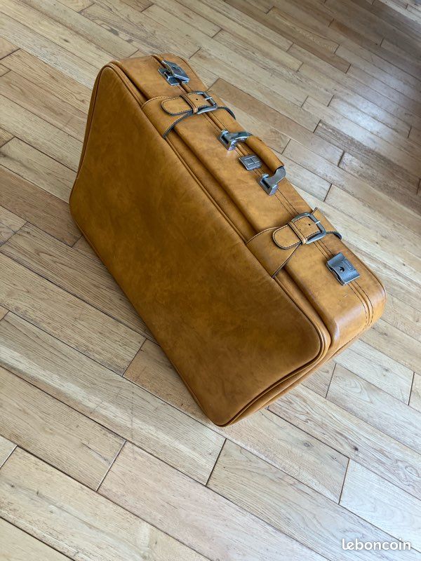 Valise rétro en cuir orange (image 3)