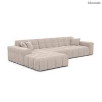 Lodce canapé d'angle gauche en tissu texturé beige (image 2)
