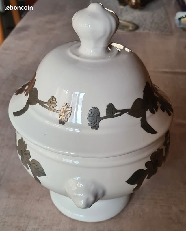 Soupière vintage céramique étain, article de bijouterie (image 2)
