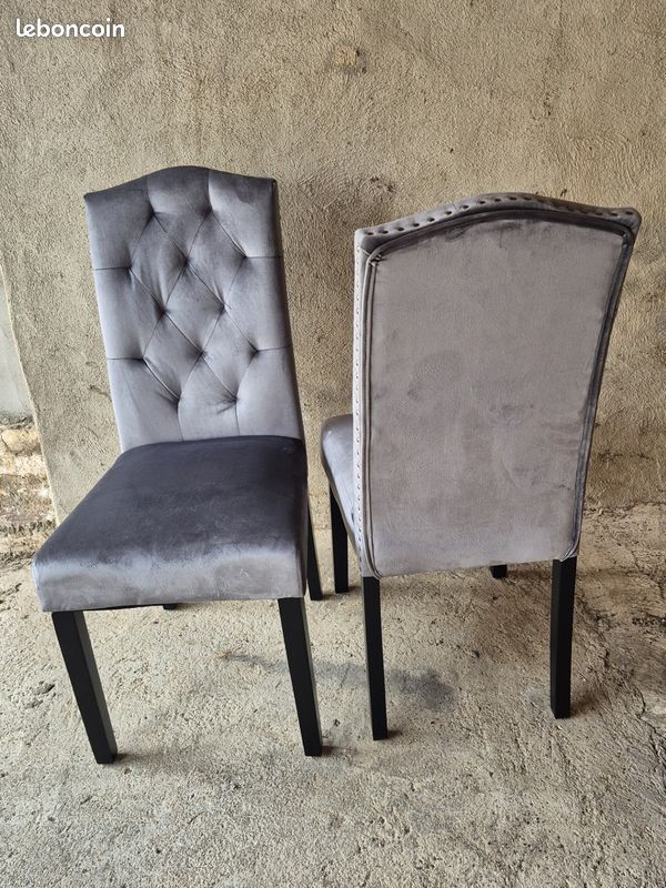 Lot de 2 chaises capitonnées grises – Style élégant (image 3)