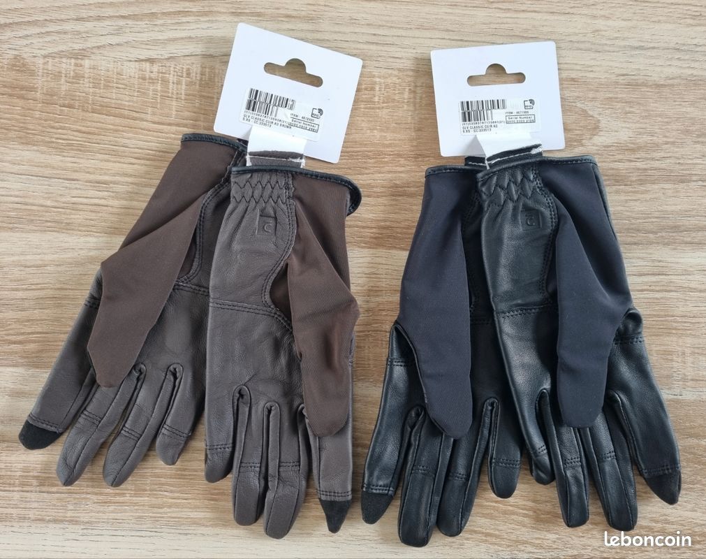 Gants D'équitation En Cuir Taille M (6,5) – Noir, Modèle N°212, Sans Marque