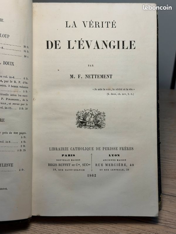 La Vérité de l’Évangile M. F. Nettement 1862 Perisse Frères (image 5)