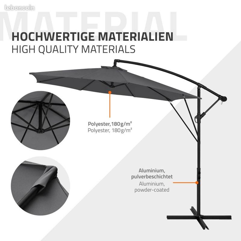 Parasol déporté Ø3m - imperméable pivotant 360° - Livraison gratuite en 5 jours ⭐ ⭐ ⭐ (image 5)