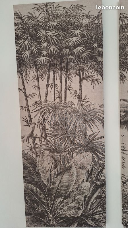 Toiles imprimées triptyques jungle noire et beige, 135x120 cm (image 3)