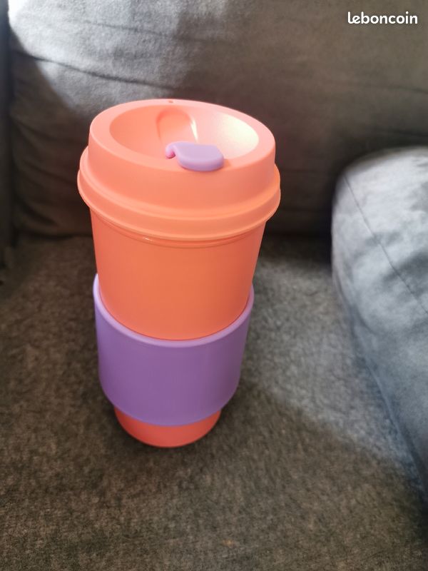 Eco mug 490 ml saumon et violet tupperware neuf (image 2)