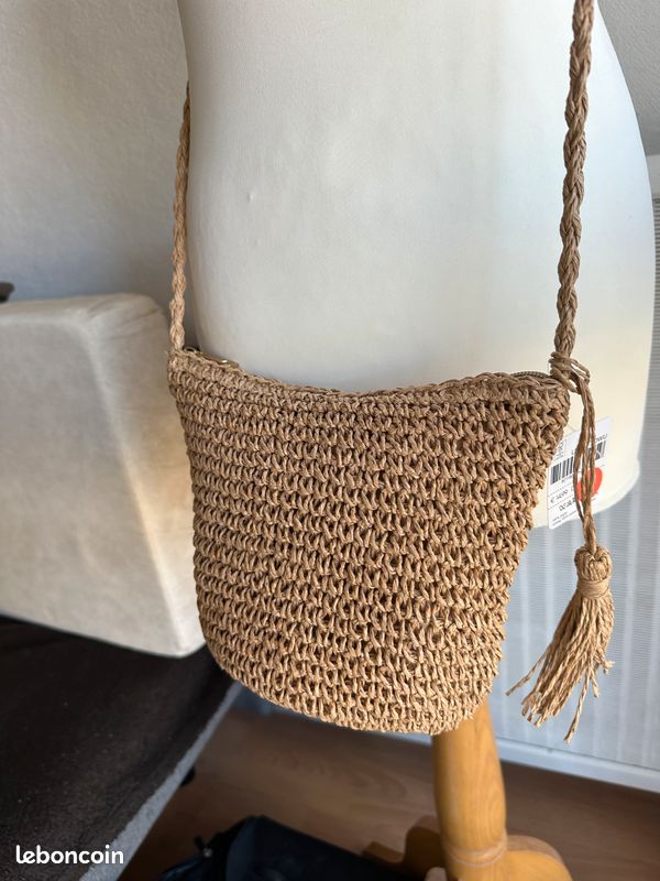 Sacs en paille pour femme - Grande capacité - Printemps - Été - Plage - Vacances - Loisirs - Sac fourre-tout tissé - Sac à bandoulière, Beige