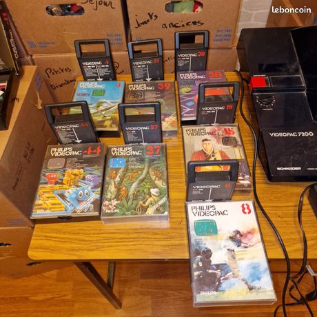 Lot De 7 Jeux Videopac - Philips - Boîtiers Plastique Et Notices - Occasion TB