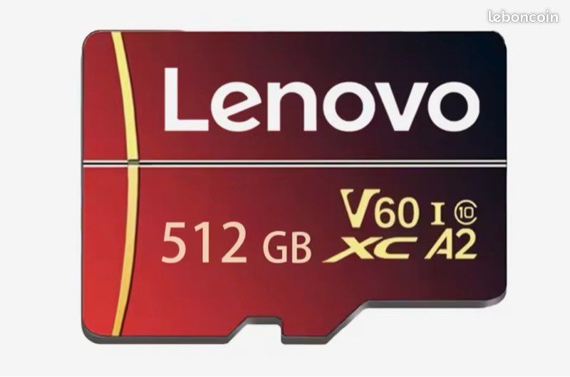 Carte mémoire flash SD Lenovo 512GB haute vitesse V60 U3 4K Full HD (image 1)