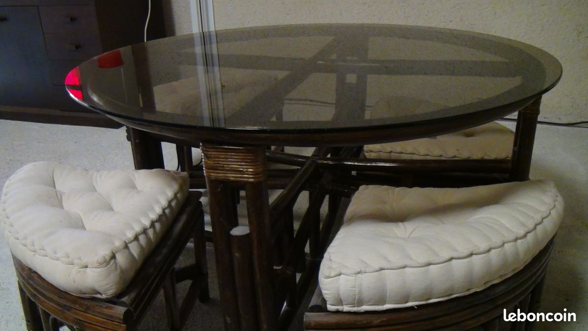Table en osier réglable sur deux positions avec 4 assises (image 3)