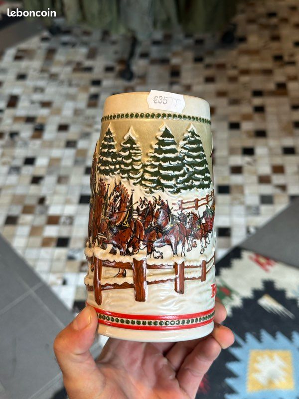 Chope Budweiser Holiday Stein édition limitée 1984 (image 3)