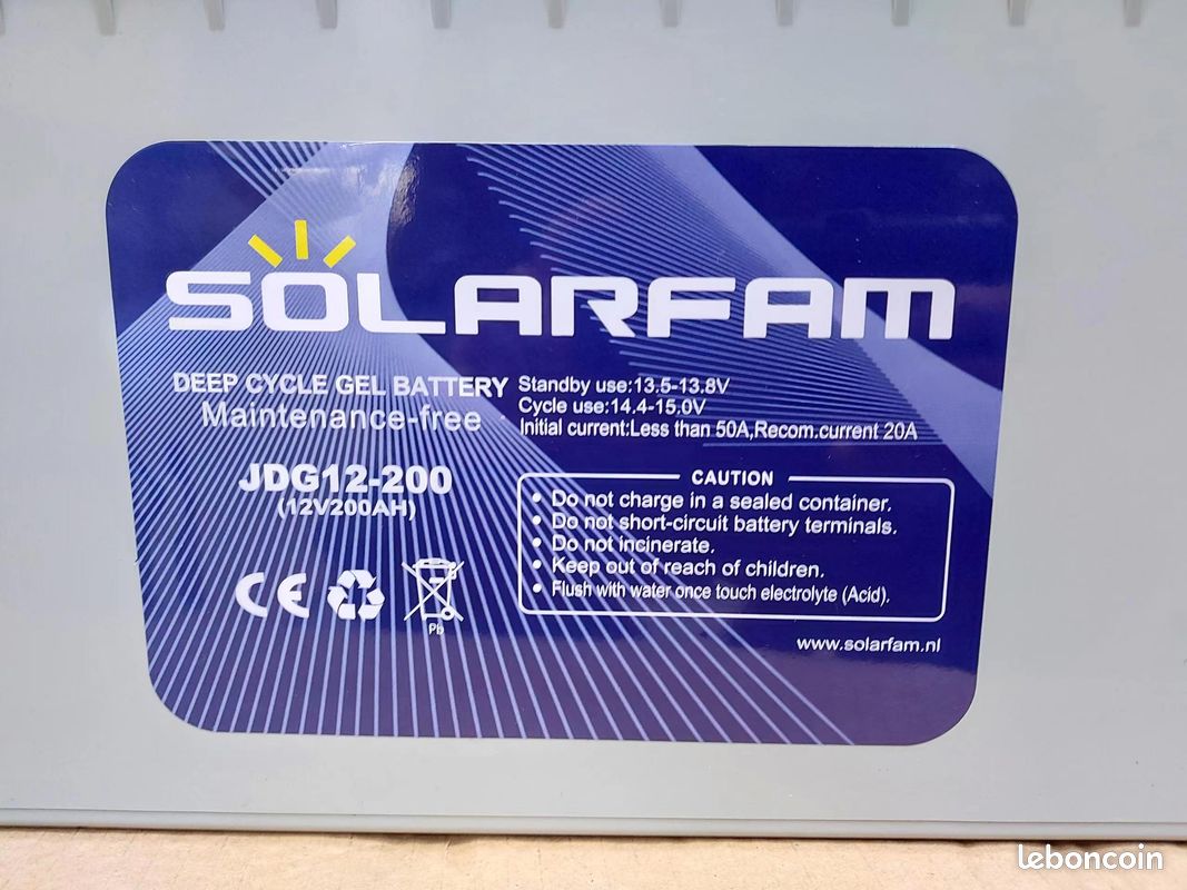 Batterie 200ah 12v Gel décharge Lente - SOLARFAM