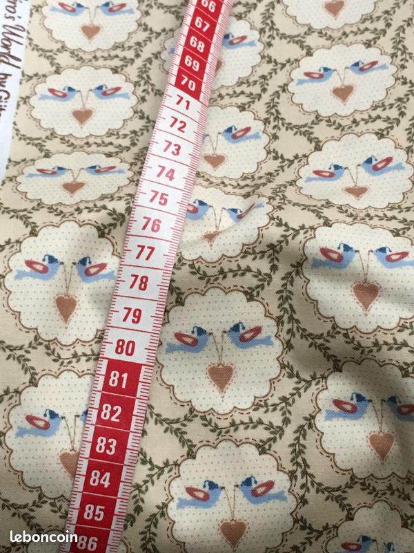 Grand coupon tissu 100% coton Gutermann 3M x 150 cm médaillons les oiseaux écru/beige (image 3)