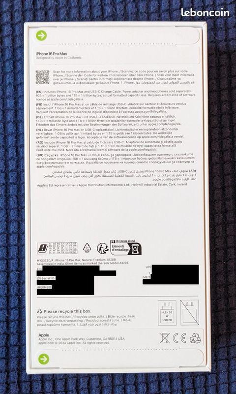 IPhone 16 Pro Max Titane naturel 512 Go NEUF SOUS SCELLÉ JAMAIS OUVERT (image 3)