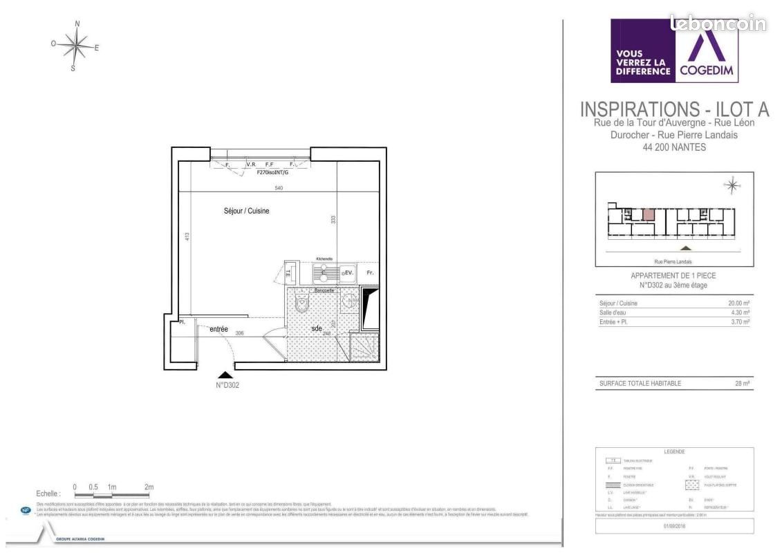 Appartement 1 pièce 28 m² · à Nantes · 28 m² · 456 €/mois