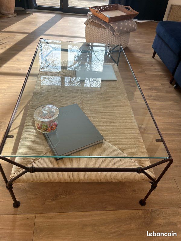 Table basse verre et fer forgé (image 1)