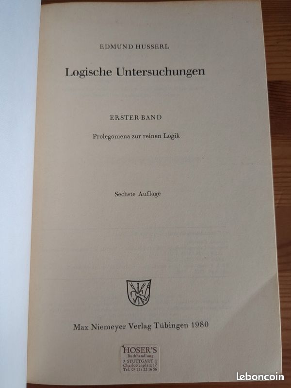 Husserl - Logische Untersuchungen - Prolegomena zur reinen Logik (image 2)
