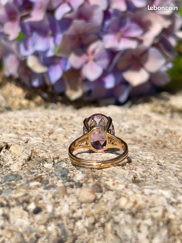 Bague Taille 54 Dolly-Bijoux - Améthyste Et CZ, Plaqué Or 18K, Neuve Avec étiquettes