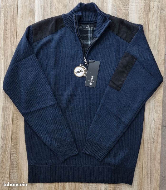 Pull Polaire Double Garçon Gris Bleu à Carreaux - Taille 4 - Neuf Avec Étiquettes