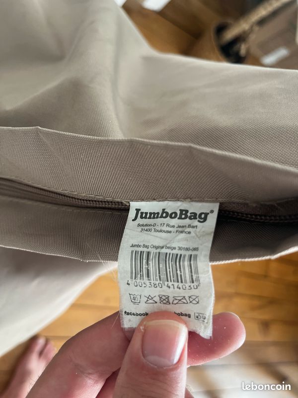 Pouf géant JUMBO BAG – Couleur Beige / Taupe – Bon état (image 4)