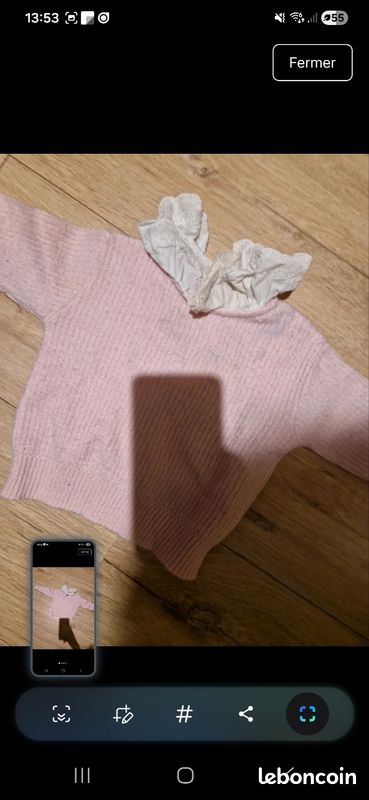Pull rose col taille 6 mois floriane vintage années 80 (image 2)