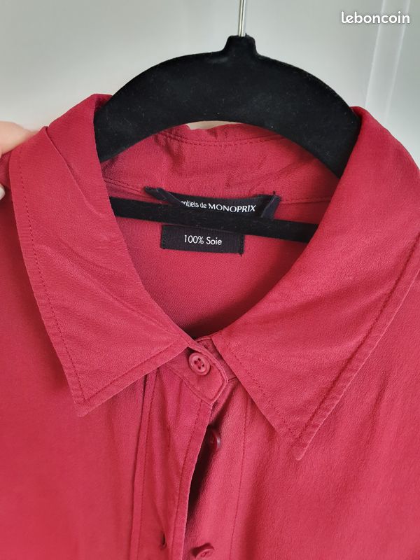 Chemise rouge Bordeaux en soie Monoprix (image 3)