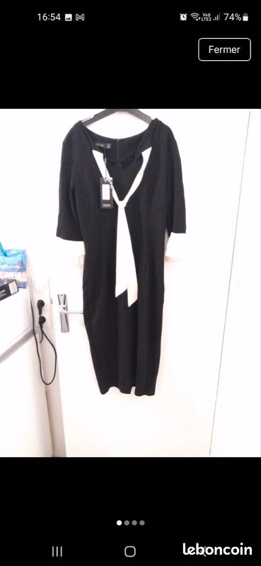 Robe droite noire et blanche (image 1)