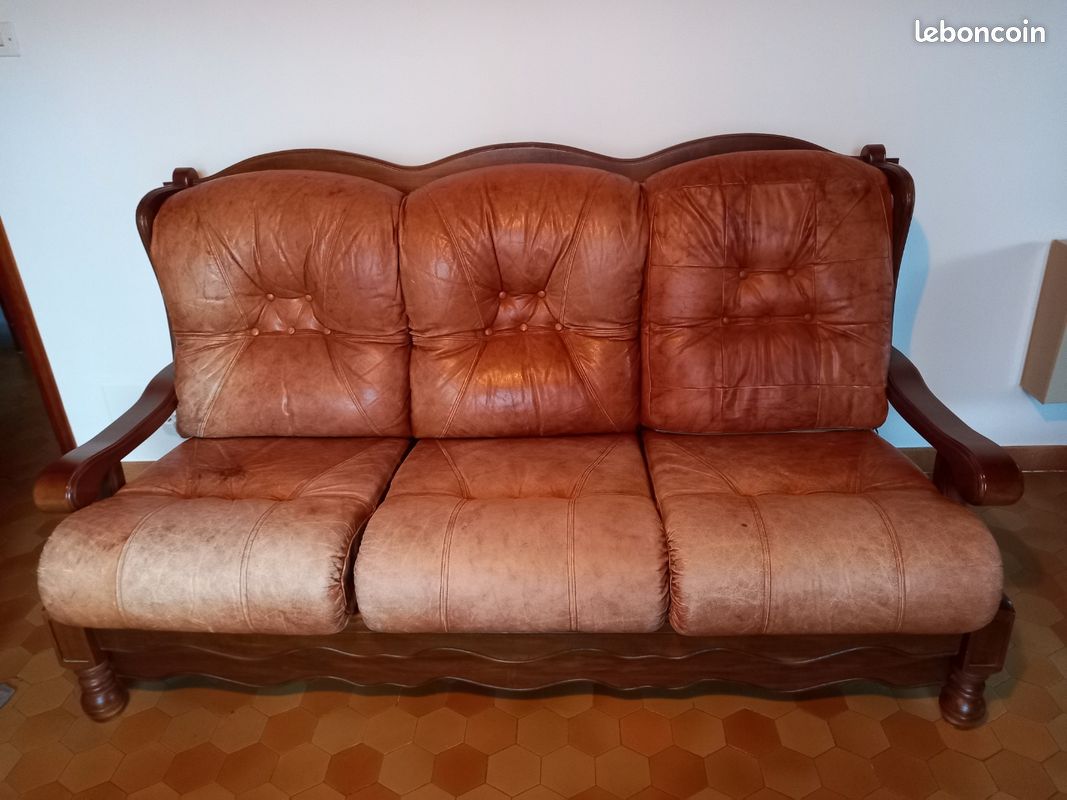 Canapé en cuir convertible (image 1)