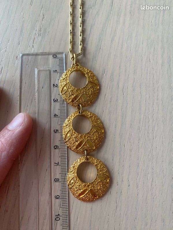 Collier Vintage Dolce Vita Style Brutaliste – Longueur 41-45 Cm, Doré, Occasion