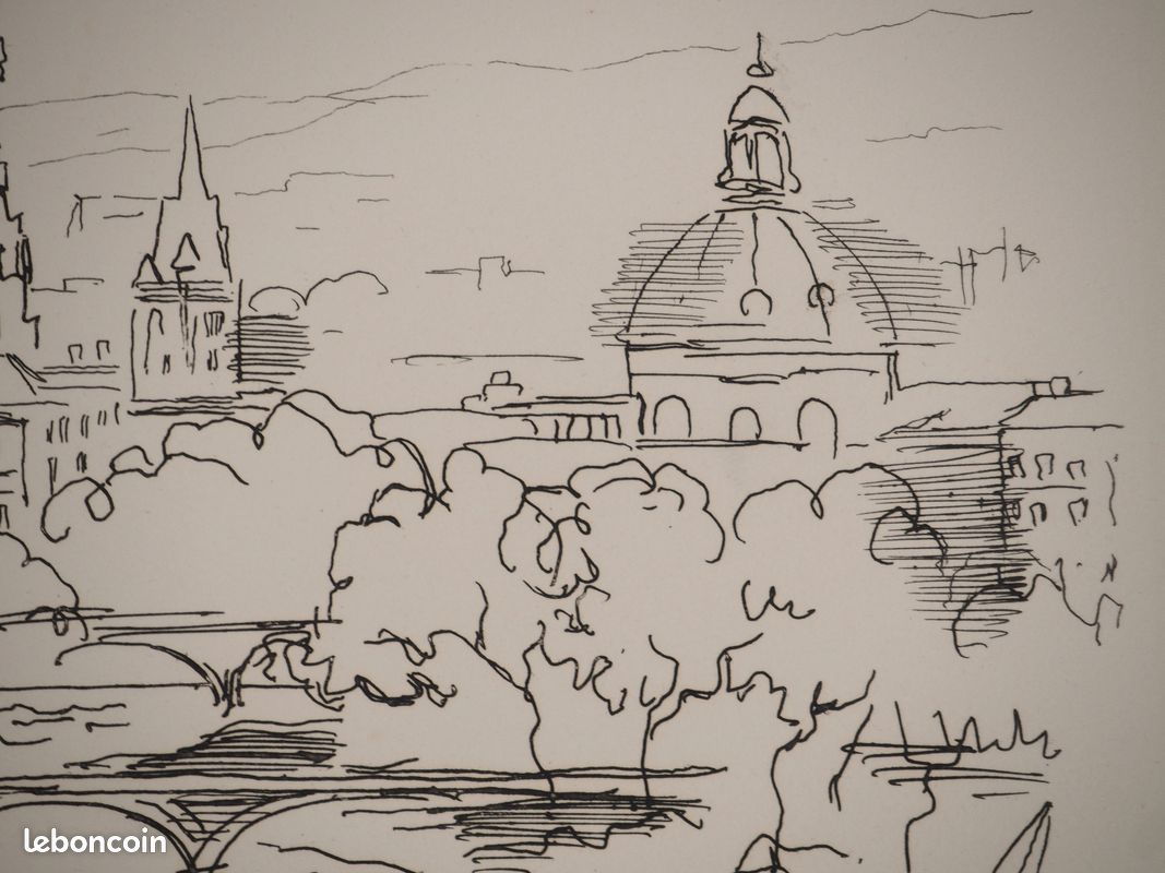 Paul-Elie GERNEZ : Vue sur Notre Dame, Gravure originale signée #CERTIFICAT (image 5)