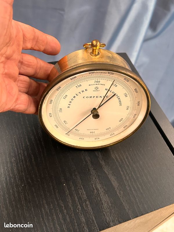 Pendulette Baromètre En Laiton Solo - Horloge De Bureau Vintage - Fonctionne
