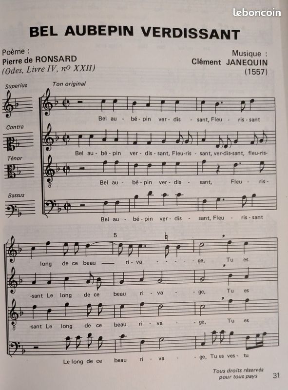 Partition chorale, les poètes du chant choral, Ronsard. À l'unité et en nombre. À coeur joie (image 3)
