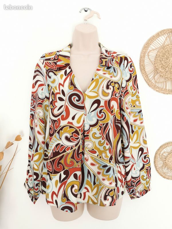 Blouse fluide bohème imprimé psychédélique coloré Mosquitos Neuve Taille 36 (image 2)