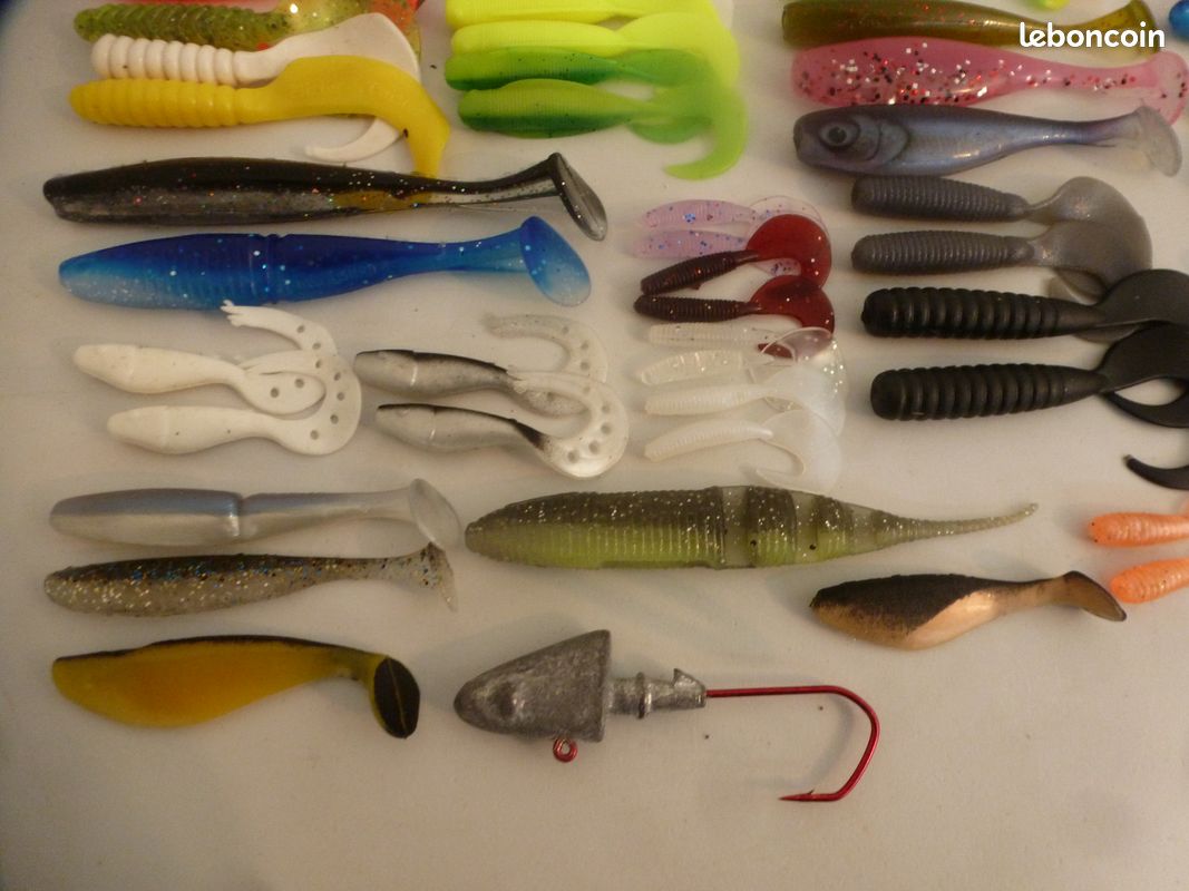 Lot De 60 Leurres Souples Pour Pêche - Neufs - Pour Black Bass Et Carnassiers