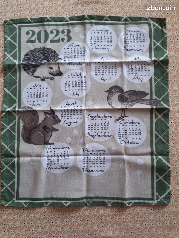 Torchon calendrier année 2002 - Linge de maison