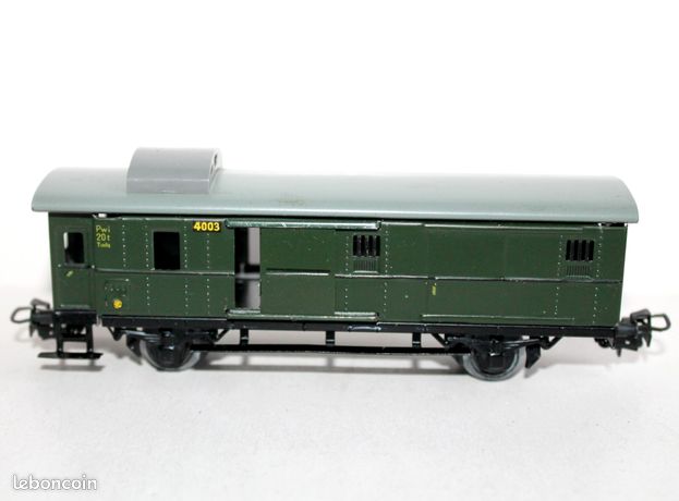 Fourgon à Bagages Ancien HO Märklin époque 3, Métal Embouti Vert - Pour Train Miniature, Occasion