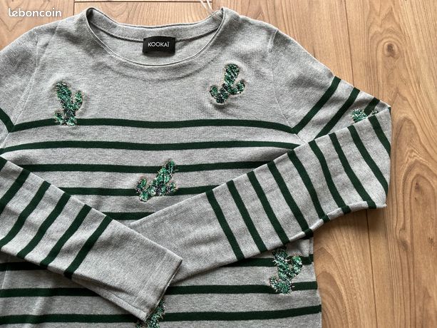 Pull Kookai Gris Manches Longues Taille XS - Très Bon état, Parfait Pour Un Look Casual