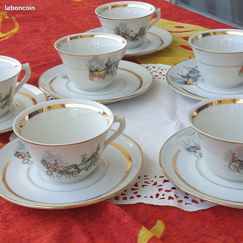 Service à Thé Vintage Années 50 Firna Indonesia - 6 Tasses Et Soucoupes