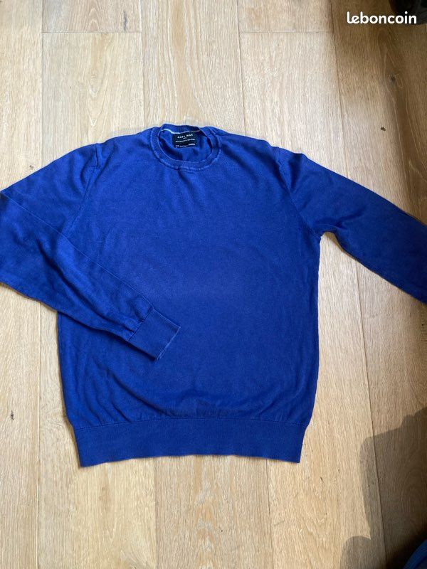 TOMMY HILFIGER Pull Bleu Coton Casual Moderne Homme (EU 54