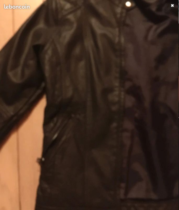Veste noire en simili cuir (image 5)