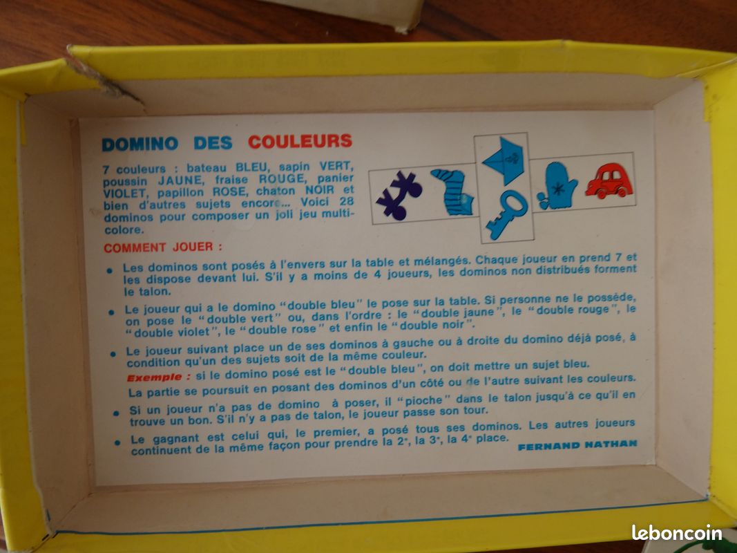 DOMINO DES COULEURS Nathan 1971 - Jeu éducatif vintage années 70 80 EUR 5,10 - FR