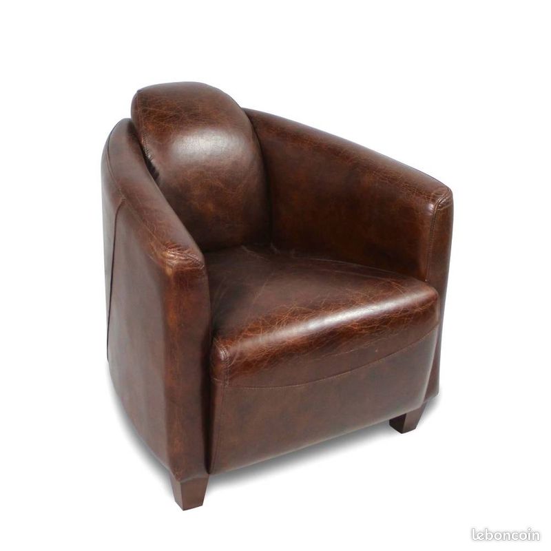 Fauteuil Club cuir Marron (image 2)