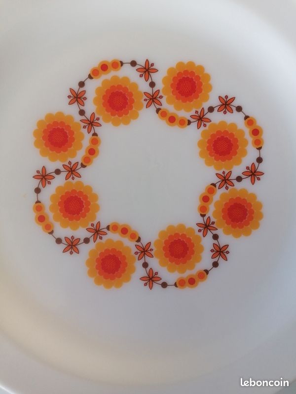Plat de service Arcopal fleurs oranges soleil tournesol (image 2)