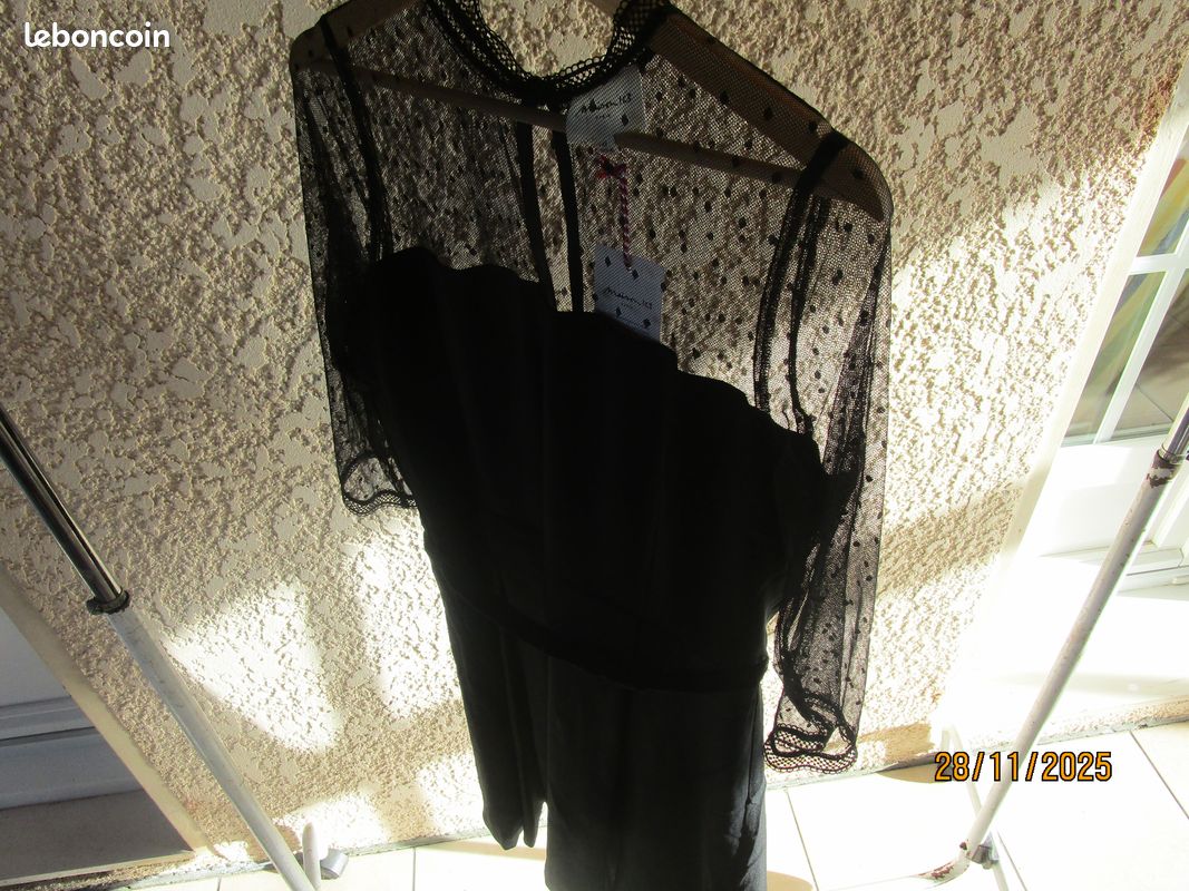 Robe Noire Cocktail - Marque 123 - Taille 36/38 (S) - Excellent état, Portée Une Fois - Coton/polyester
