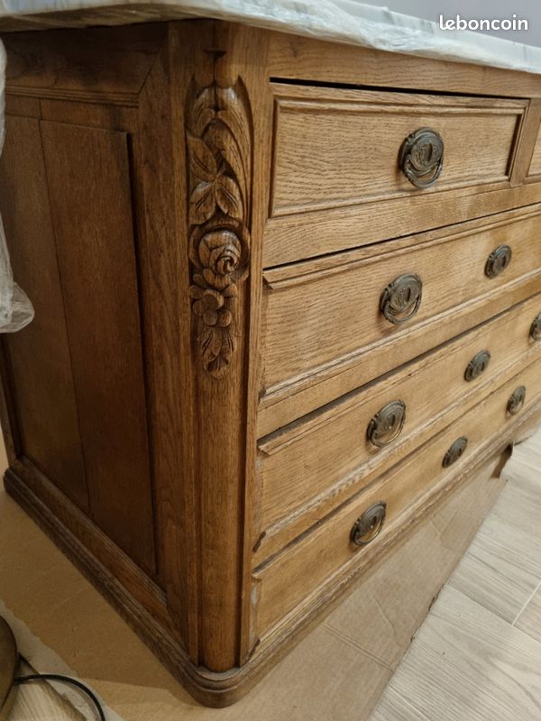 Commode ancienne en bois massif style Louis Philippe (image 2)