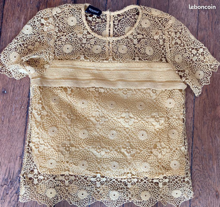 Top en dentelle ajourée doublé, Kookaï, 36 (image 2)