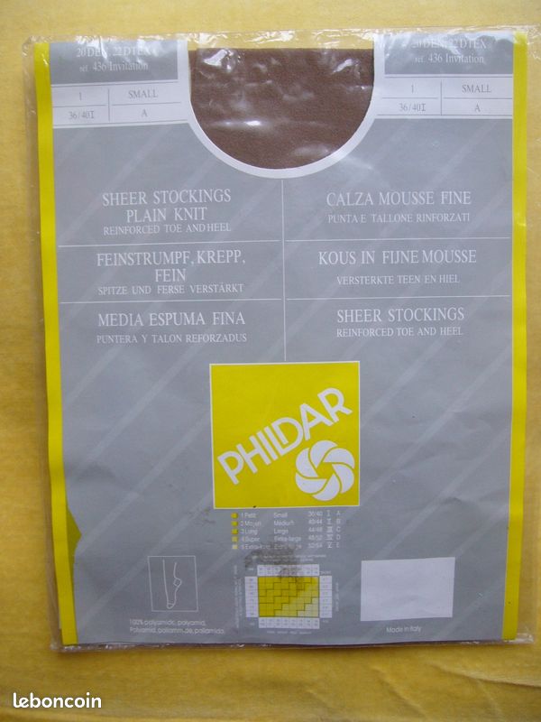 Bas nylon fin Phildar Invitation T 1. Neufs (image 2)