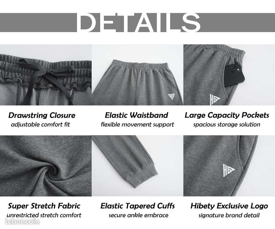 Pantalons de sport pour garçons, respirants – Gris XS (image 2)